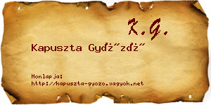 Kapuszta Győző névjegykártya